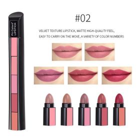 10-Color Matte Velvet Lipstick Set, 5-in-1 Long Lasting Non-Drying Lipstick Kit, Portable Multi-Color Lip Stick For Daily & Party Makeup (Option: 2)